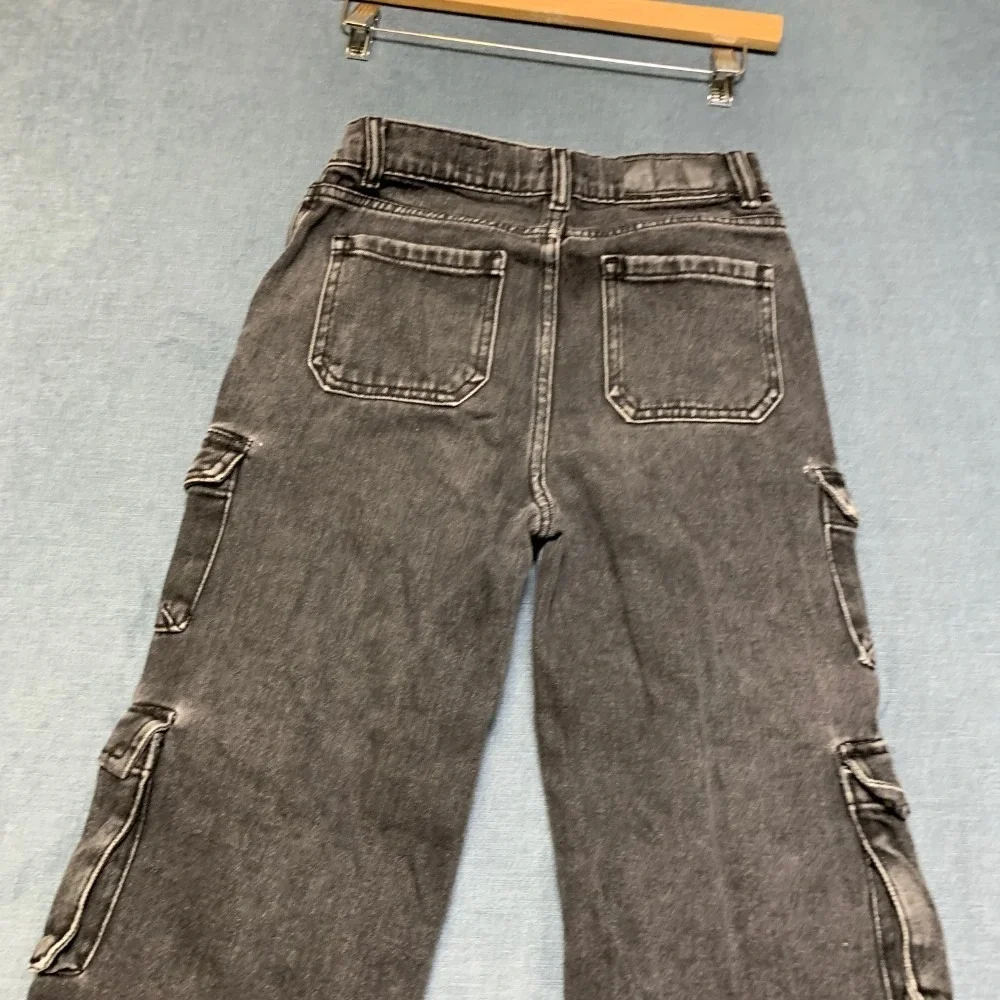 Pacsun Baggy Jeans Kids 10 Gray Denim Cargo Pockets Zip Fly Comfort Outdoor